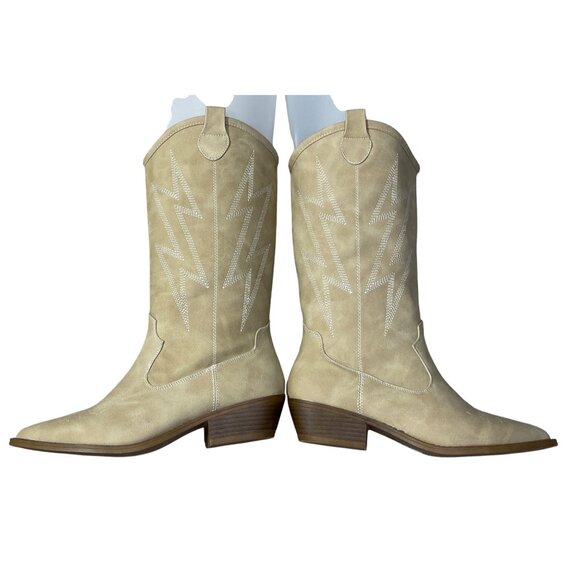 Dirty Laundry Josea Cowboy Boot Women's Size 8 Mid Calf Soft Shaft Cream New - Picture 6 of 11